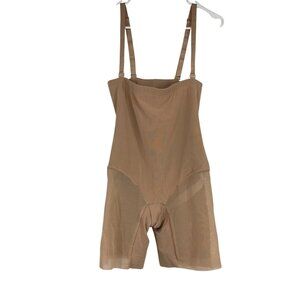 HONEYLOVE - WOMEN'S XL - BEIGE NYLON BLEND HIGH WAIST TANK SHORTS